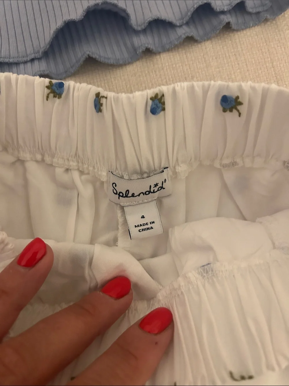 Splendid Blue Ribbed Tank & White Floral Shorts Kids Matching Set